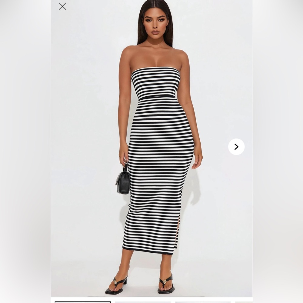 Fashion Nova Black and White Striped Dress